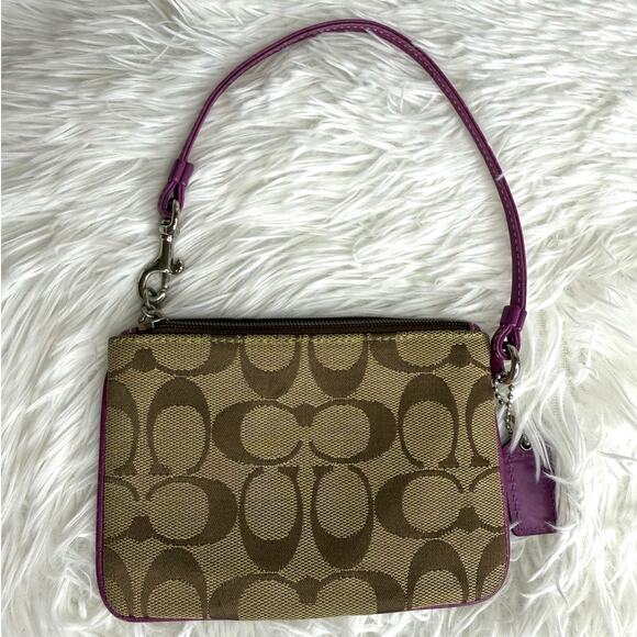COACH y2k Purple Brown Signature Canvas Wristlet - Picture 2 of 8